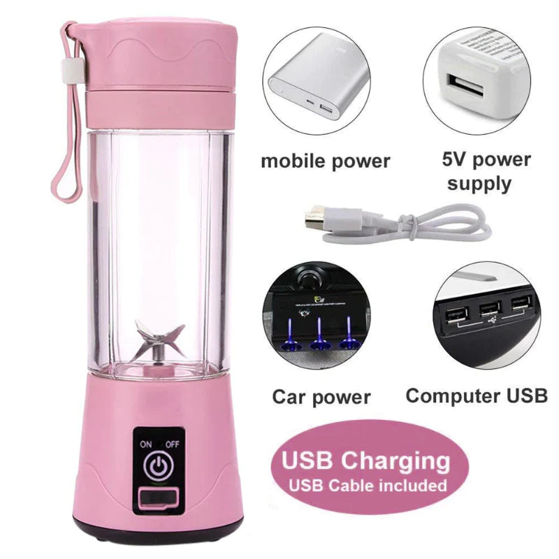 Portable Blender Cup,Electric USB Juicer Blender,Mini For Shakes and Smoothies, Juice,380ml, Six Blades Great Mixing